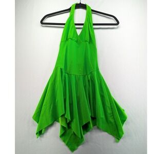 Curtain Call Perform Neon Green Halter Handkerchief Dance Dress Leotard LM P9815